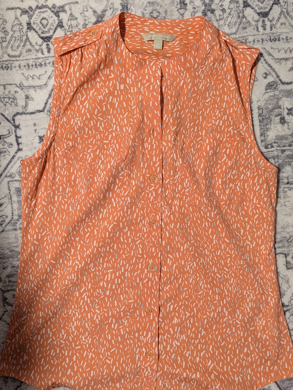Banana Republic Orange Sleeveless Button-Down Top